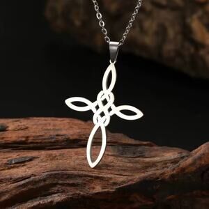 Elegant Silver Cross Pendant Necklace Women's Christmas Birthday Valentines Gift